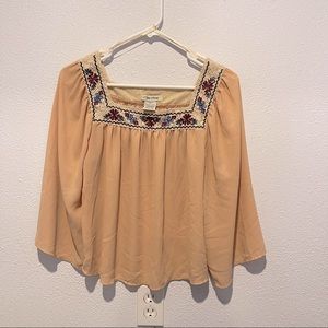 Boho Embroidered Floral Blouse